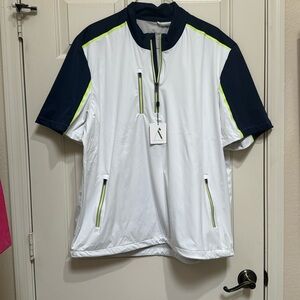 NWT White Short Sleeved 1/4 zip windbreaker pull over